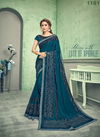 TEAL BLUE Colour Latest Designer Fancy Party Wear Sequins Embroidery Heavy Silk Saree Collection 11616
